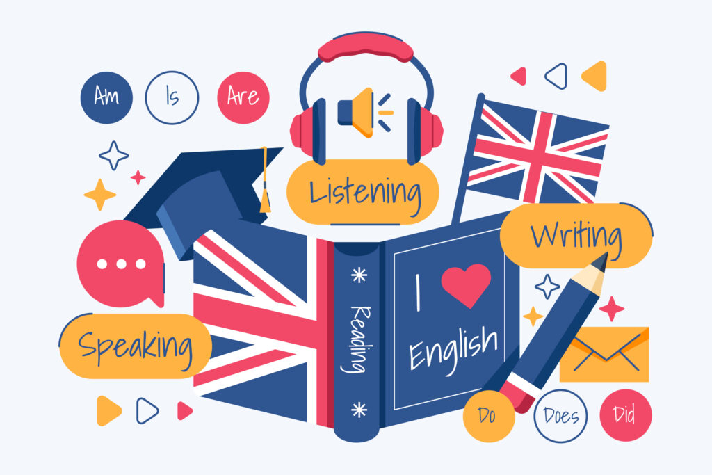 Imagen de una animada clase de inglés con estudiantes participando activamente en actividades de aprendizaje y conversación. tienda e ih valladolid